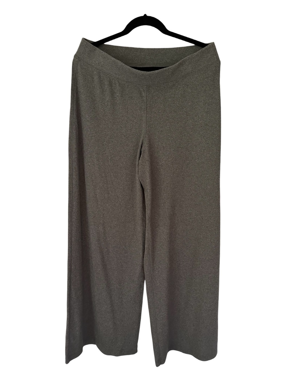 Cotton Wide-Leg Knit Pants in Soft Charcoal Grey